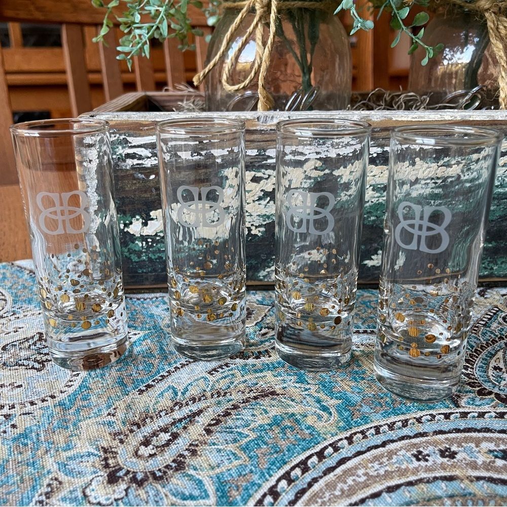 Baileys Irish Cream Set Of 4 Gold Confetti Cordial Shot Glasses